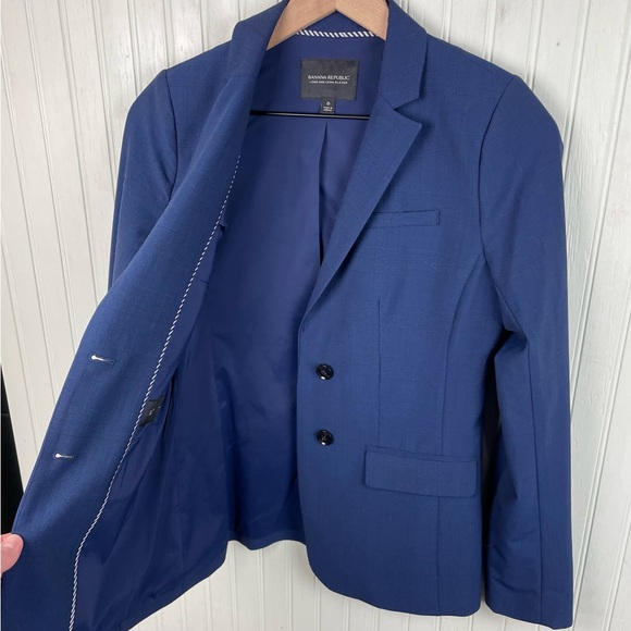 Banana Republic Long and Lean Blazer Marzotto Italian Wool Navy Blue Size 0 - Picture 3 of 7